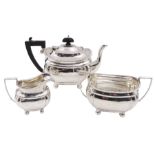 1920s silver three piece bachelors tea service