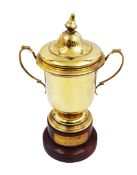 Edwardian silver-gilt twin handled trophy cup and cover