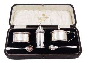 Early 20th century silver three piece cruet set