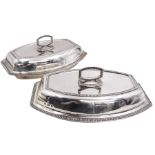 Pair of 1930s silver serving dishes with covers