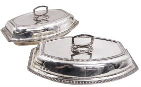 Pair of 1930s silver serving dishes with covers