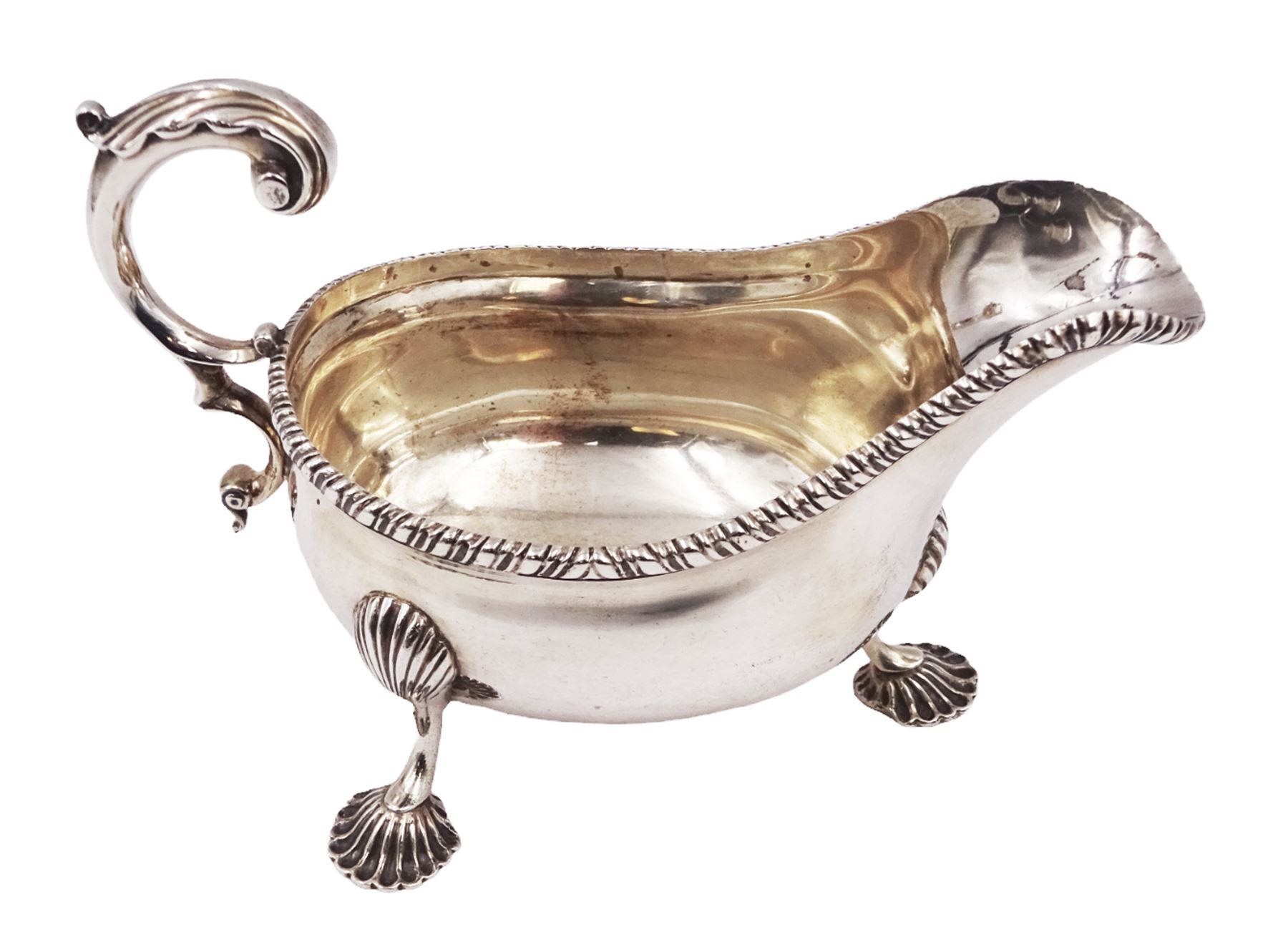 Victorian silver sauce boat