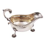 Victorian silver sauce boat