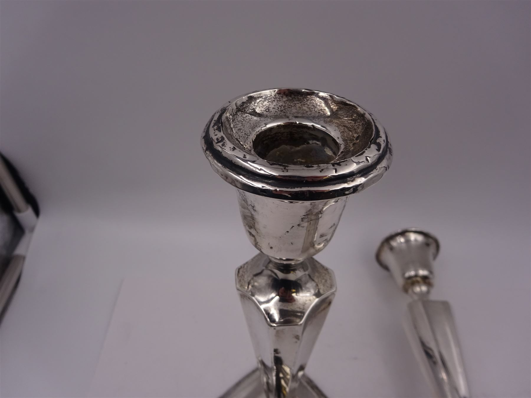 Pair of early 20th century silver mounted candlesticks - Image 5 of 5