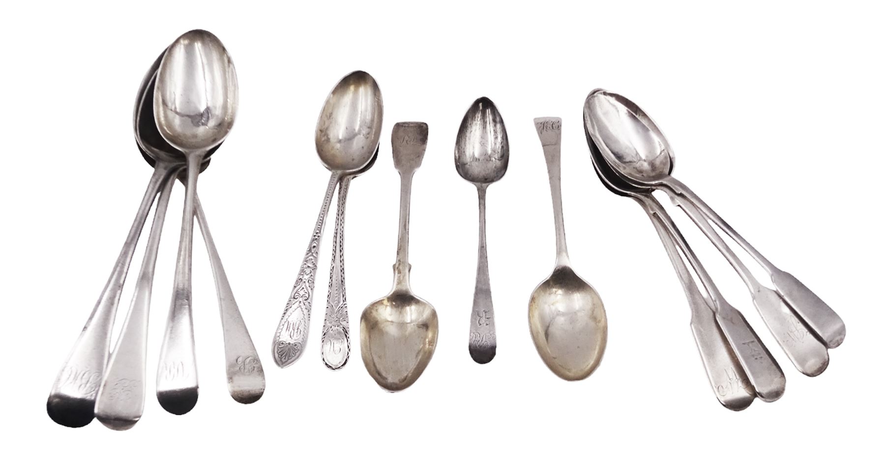 Group of George III and later silver spoons