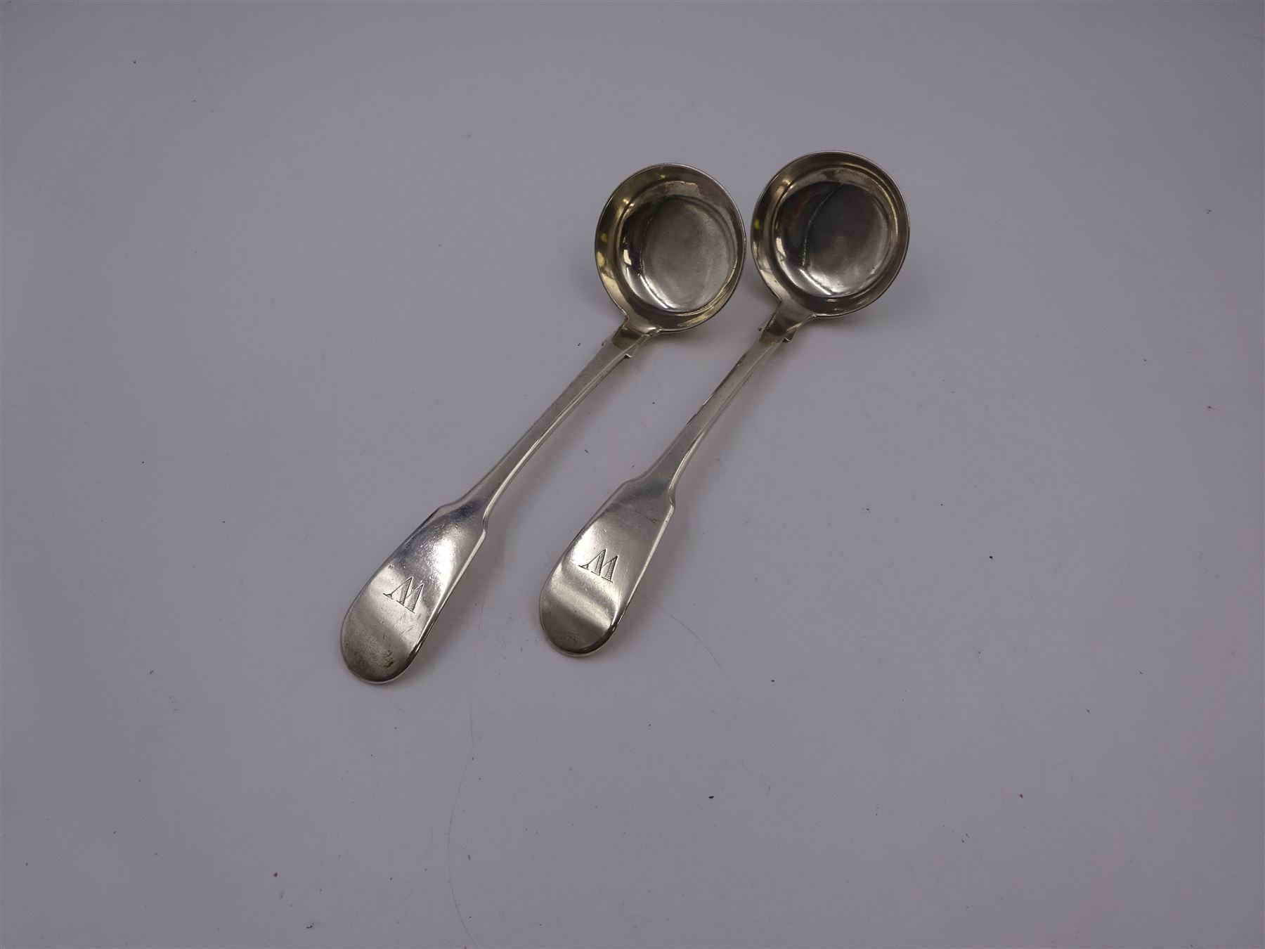 Pair of Victorian provincial silver Fiddle pattern toddy ladles - Image 2 of 3