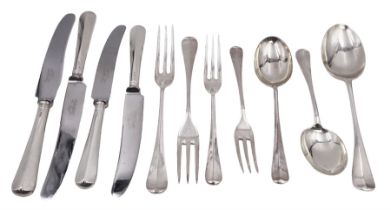 Modern silver cutlery for two place settings
