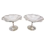 Pair of Edwardian silver pedestal dishes