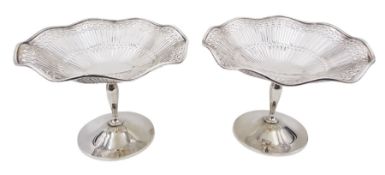 Pair of Edwardian silver pedestal dishes