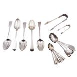 Set of six 1940s silver coffee spoons