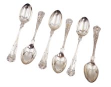 Set of six modern silver Kings pattern coffee spoons