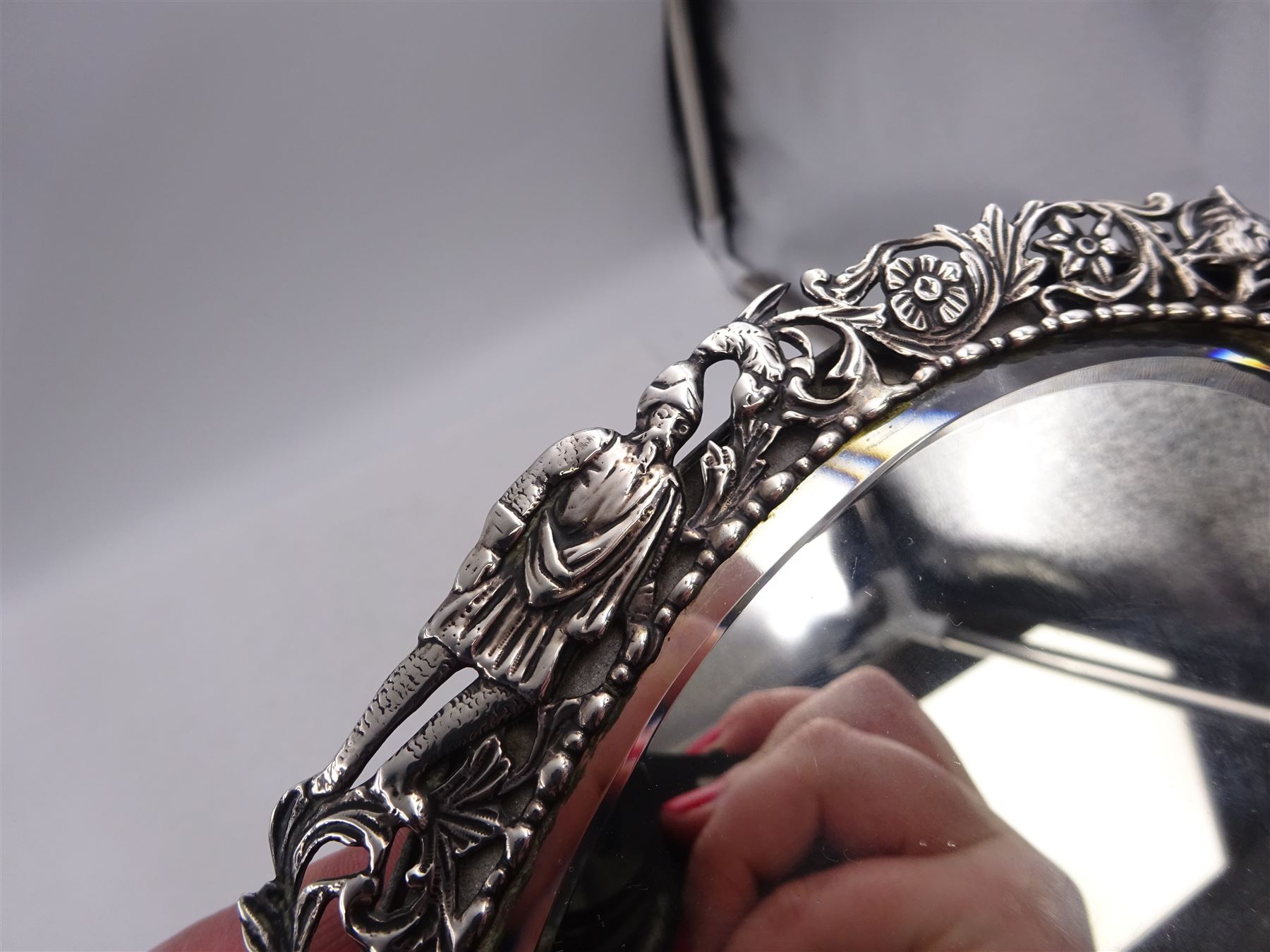 Continental silver miniature dressing table/wall mirror - Image 6 of 10