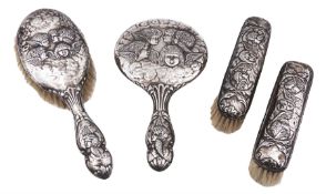 Edwardian silver mounted dressing table items