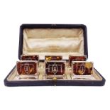Set of six early 20th century silver mounted tortoiseshell place card holders by Asprey