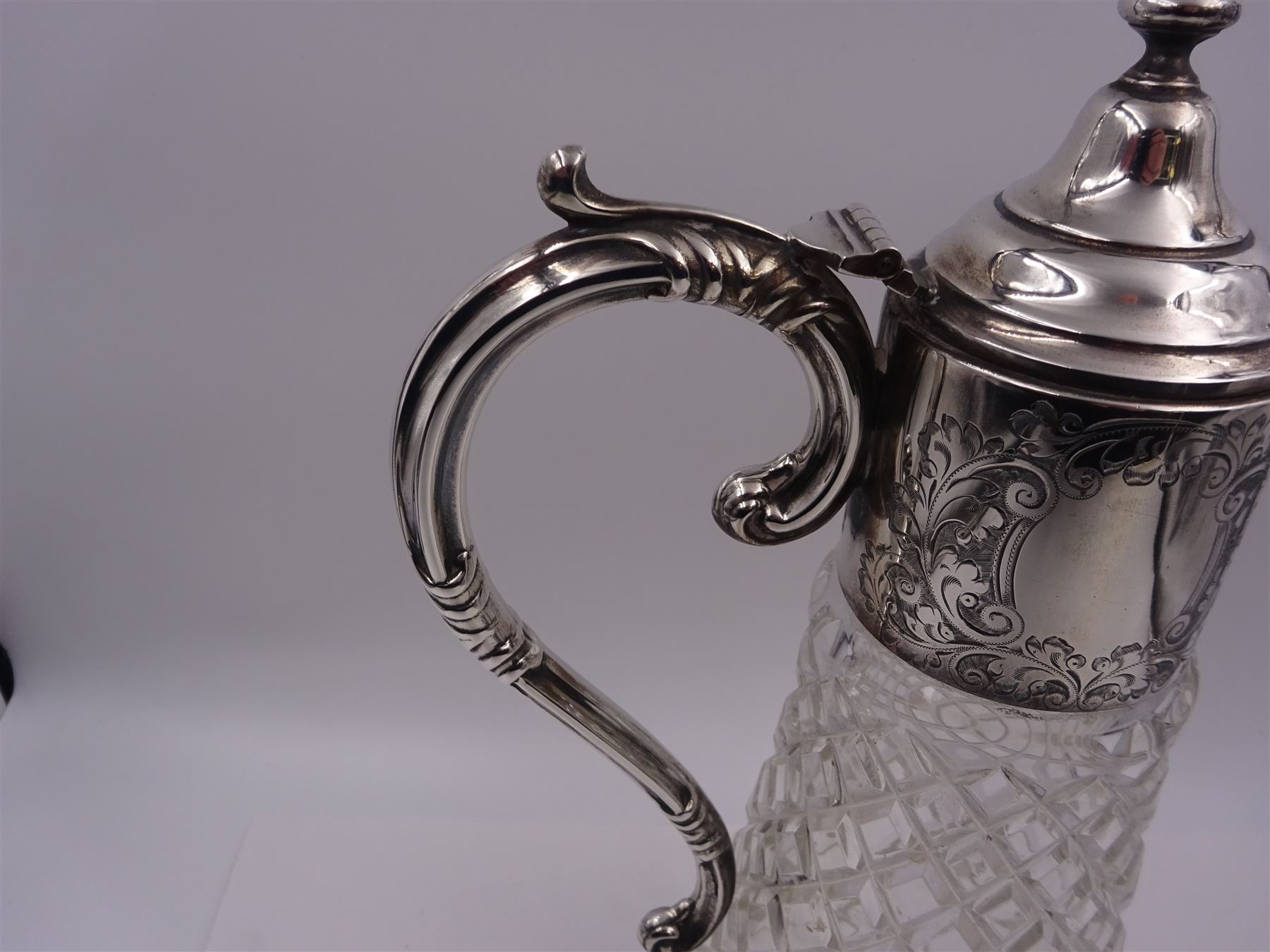 Modern silver mounted glass claret jug - Image 3 of 6