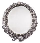 Continental silver miniature dressing table/wall mirror