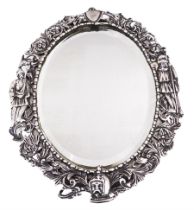 Continental silver miniature dressing table/wall mirror