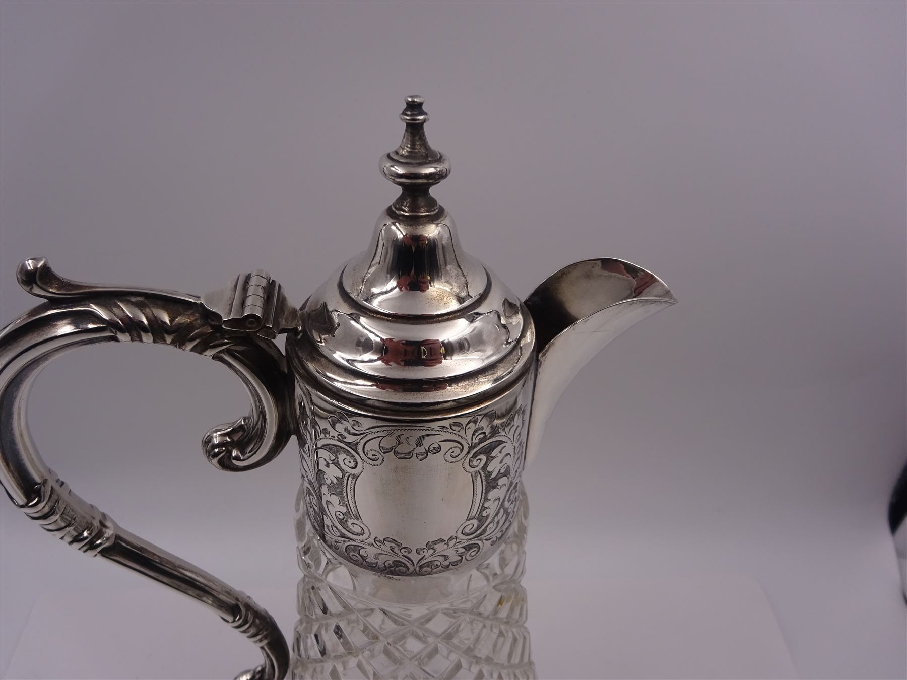 Modern silver mounted glass claret jug - Image 2 of 6