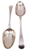 Pair of George III silver Old English pattern table spoons