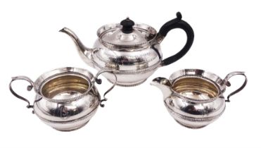 1920s silver three piece bachelors tea service