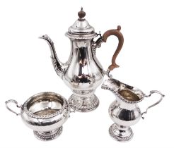 Mid 20th century three piece silver coffee service