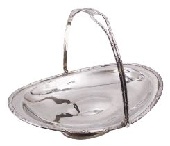 Late Edwardian silver swing handled basket