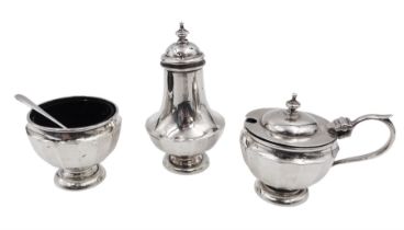 1930s silver three piece cruet set