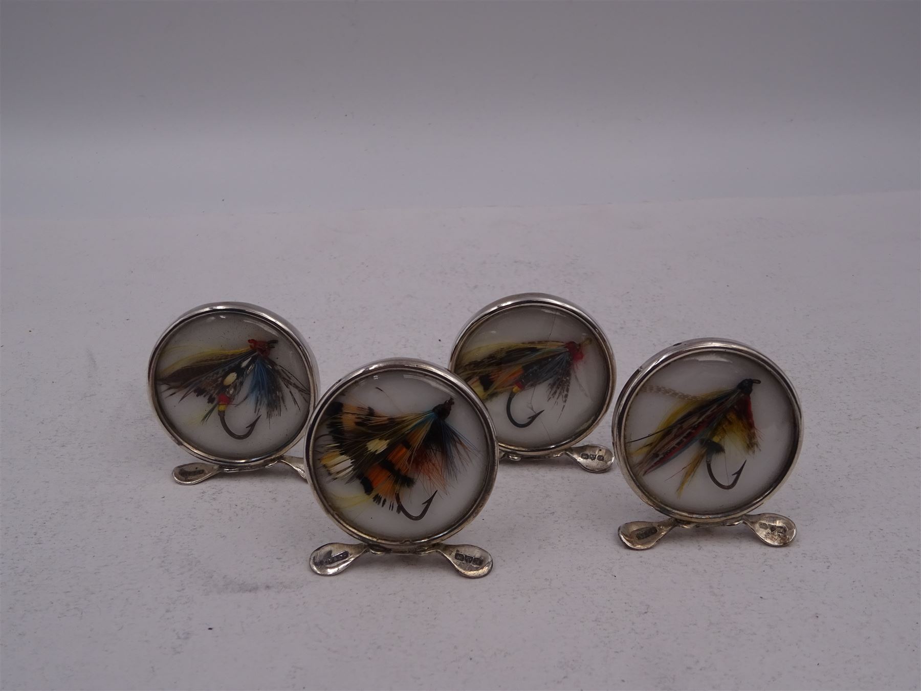 Set of four early 20th century silver mounted place card holders - Image 6 of 10