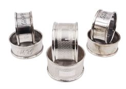 Six modern silver napkin rings