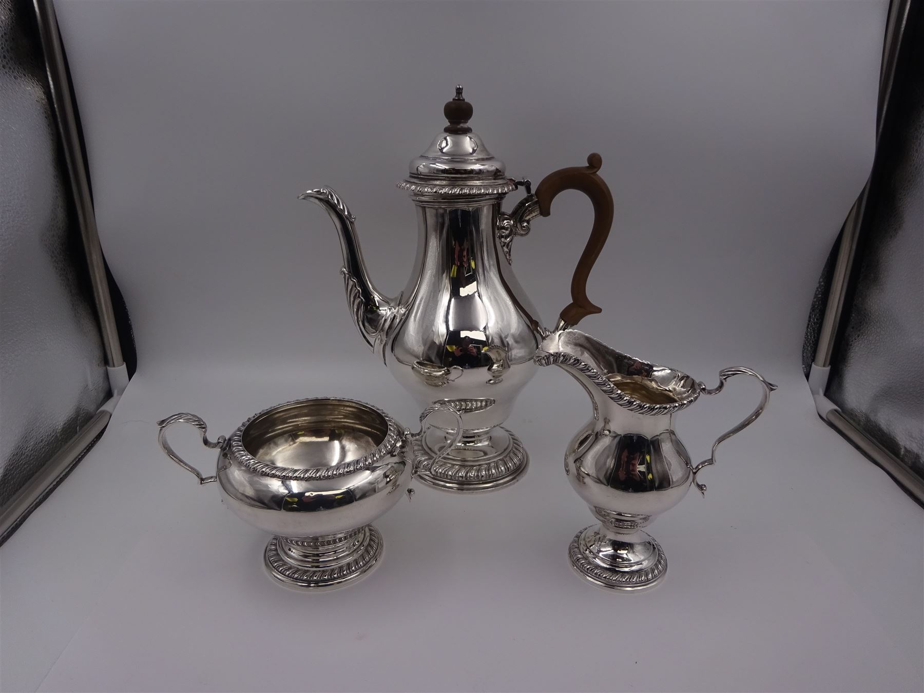 Mid 20th century three piece silver coffee service - Image 3 of 7