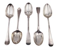 Group of George III silver table spoons