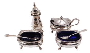 Early 20th century silver matched cruet set