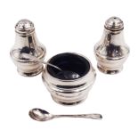 Modern silver three piece cruet set