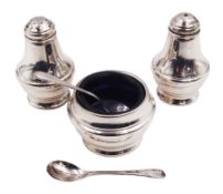 Modern silver three piece cruet set