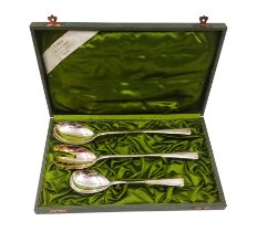 Set of three continental silver serving spoons/fork