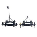 Pair of gothic style wrought iron ceiling lights