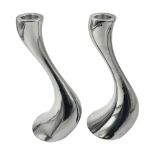 Pair of Georg Jensen chrome 'Cobra' candlesticks