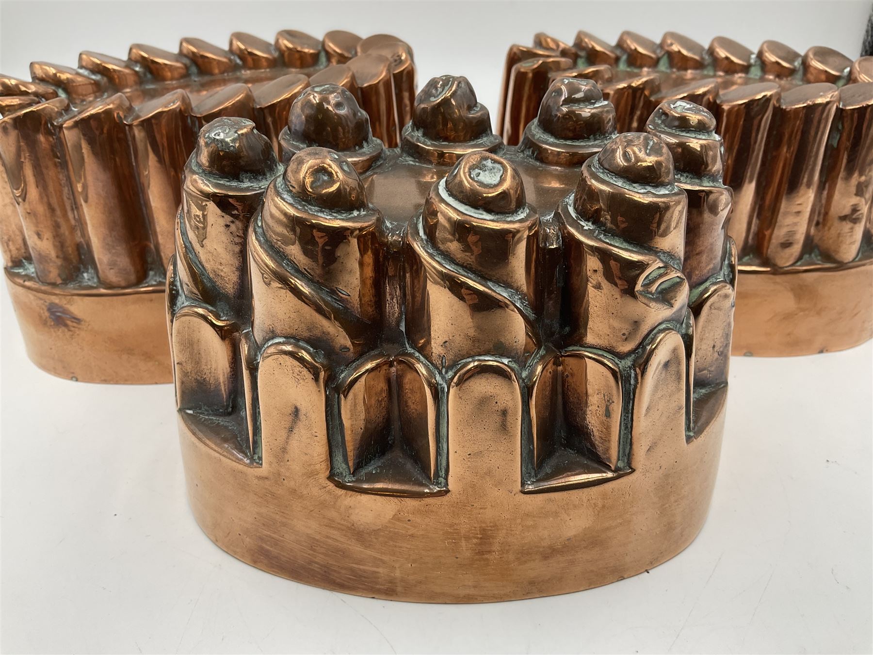 Five Victorian copper jelly mould - Image 4 of 14
