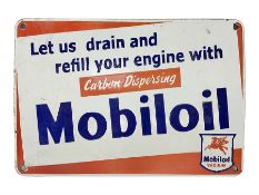 Enamel Mobiloil 'Let us drain and refill your engine' rectangular sign