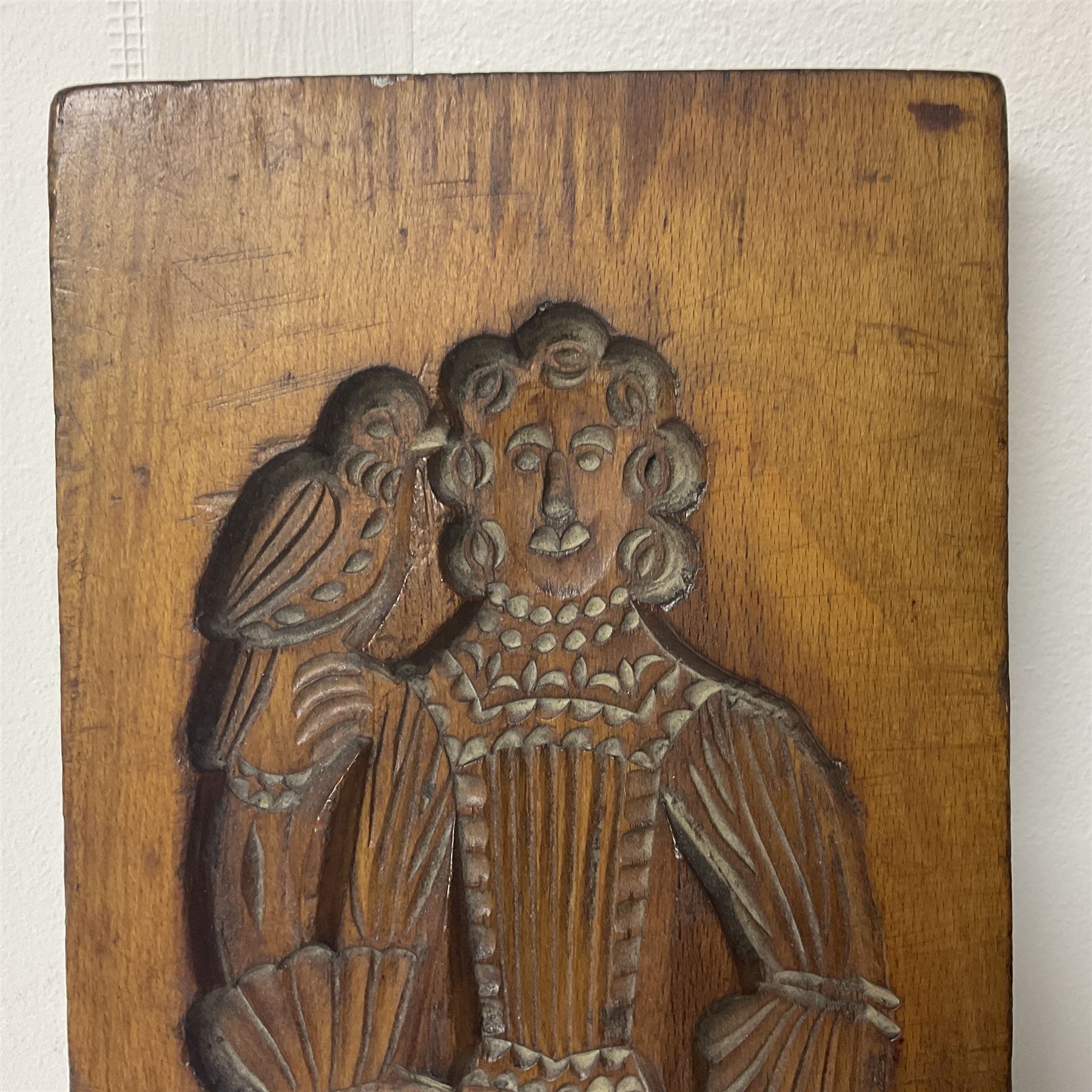 Wooden two sided gingerbread mould modelled as a man and a woman in traditional dress - Image 8 of 10