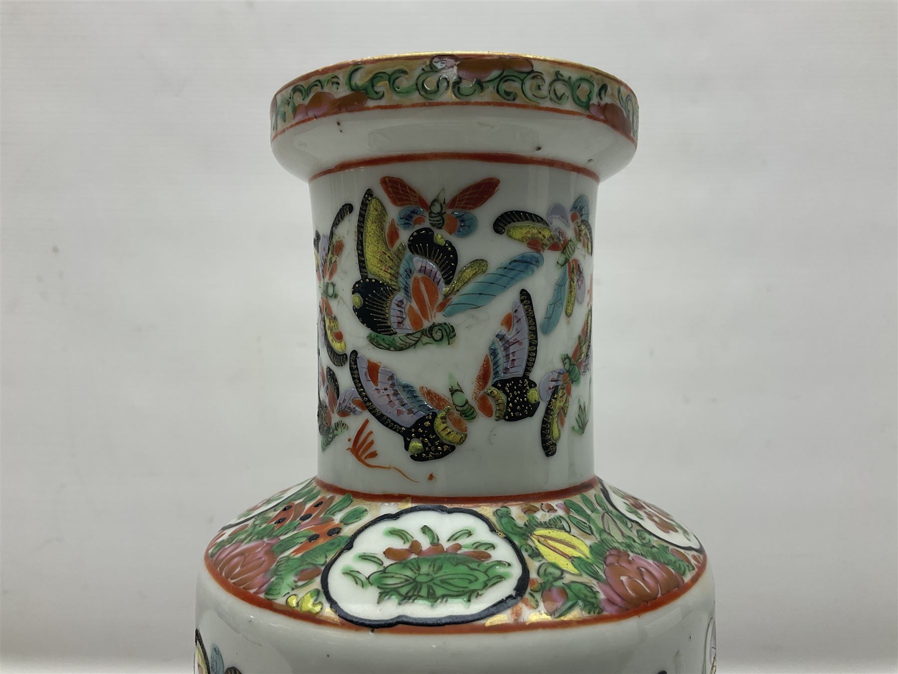 19th century Chinese Canton vase of slender baluster form - Image 4 of 9
