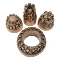 Four Victorian copper moulds