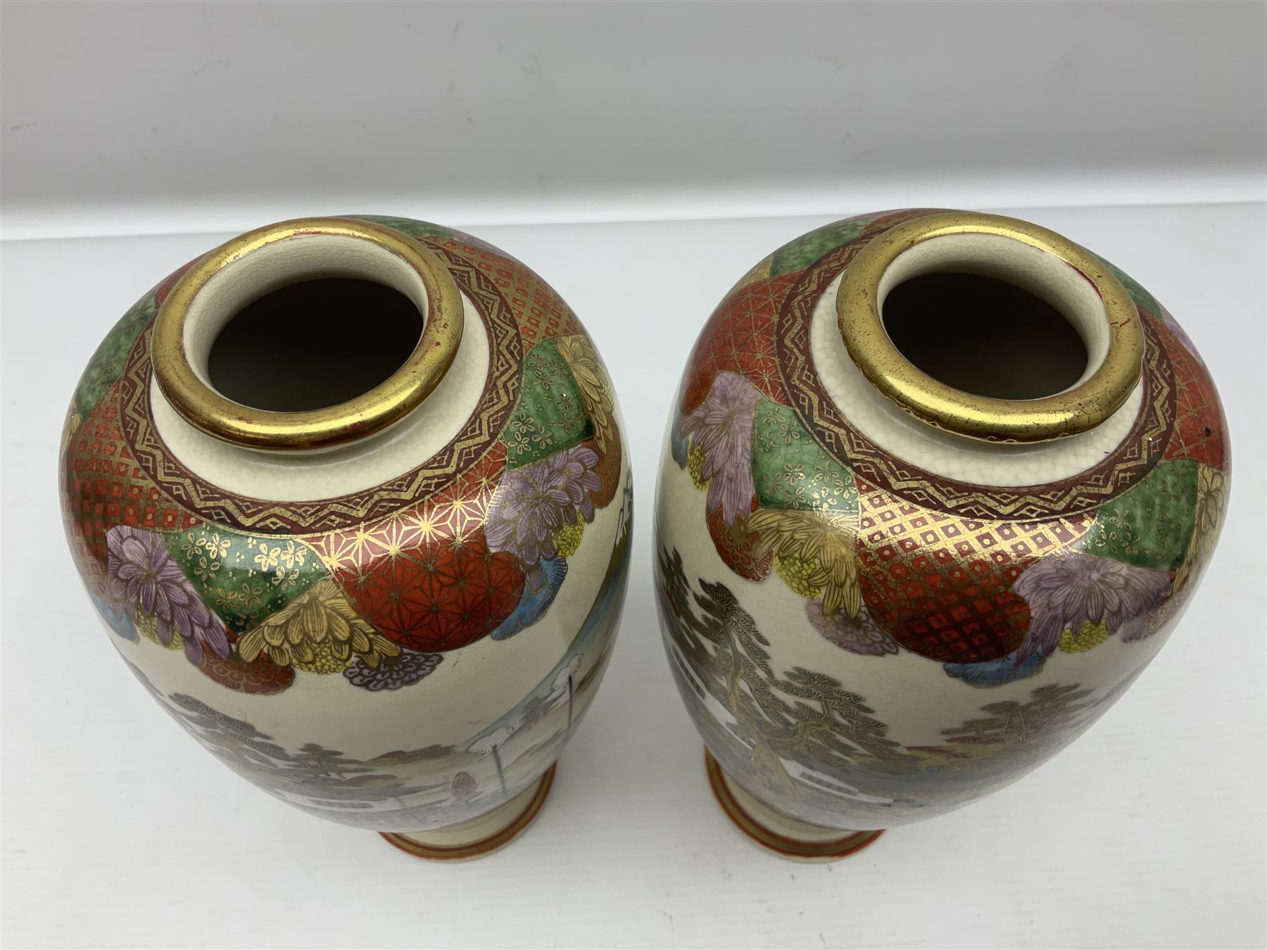 Pair of Japanese Meiji period Satsuma vases - Image 2 of 7