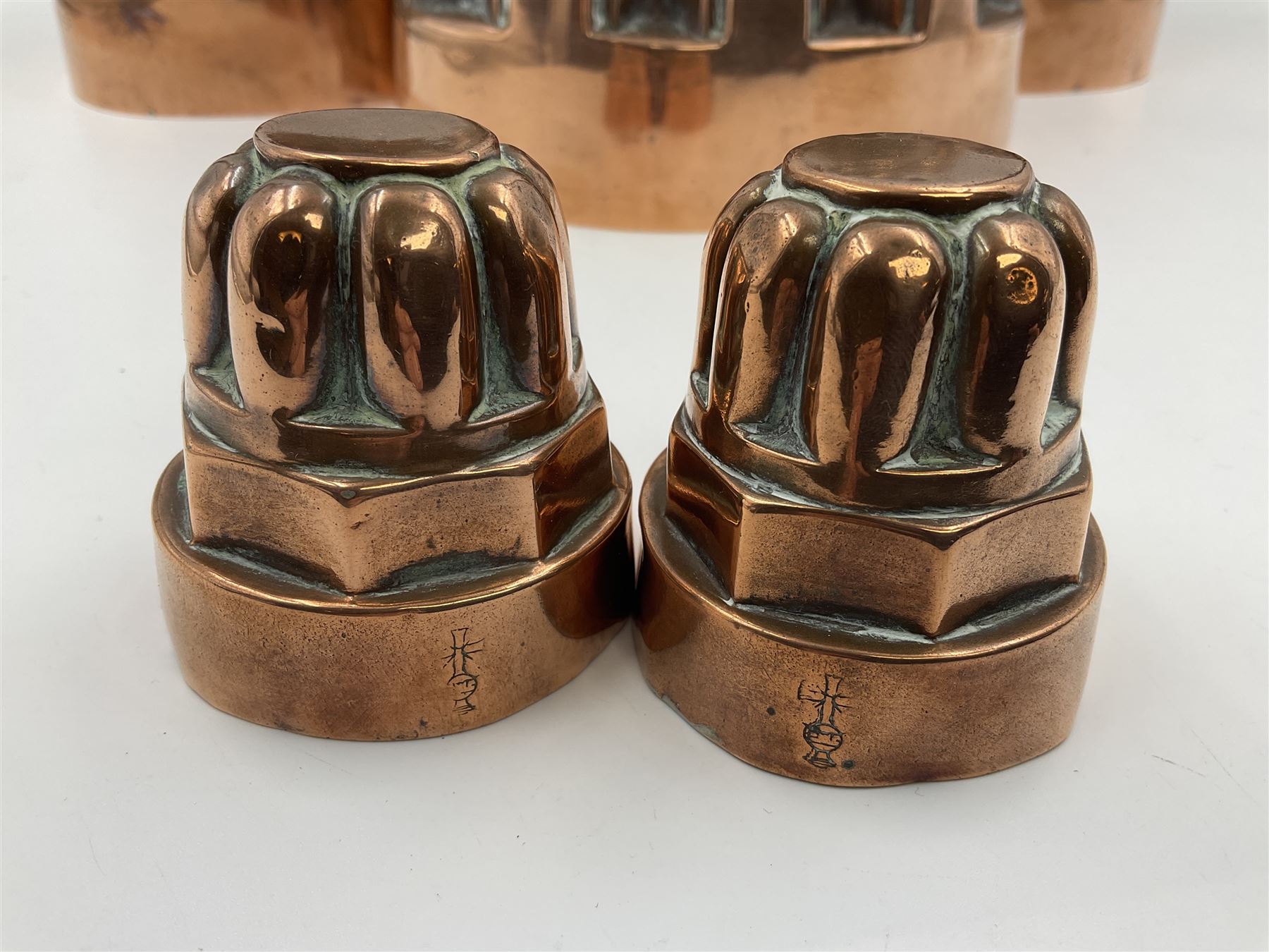 Five Victorian copper jelly mould - Image 2 of 14