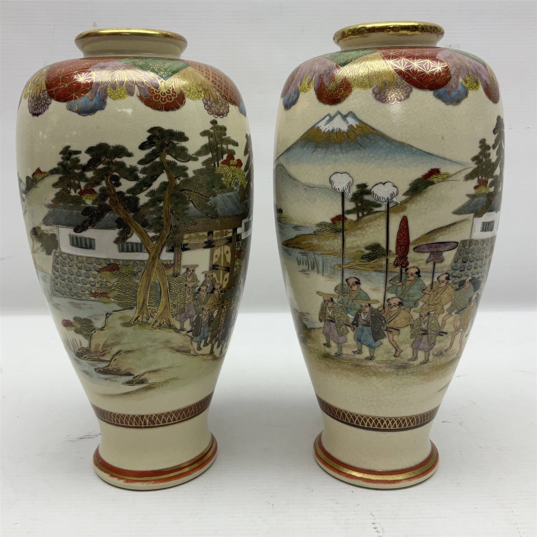 Pair of Japanese Meiji period Satsuma vases - Image 5 of 7