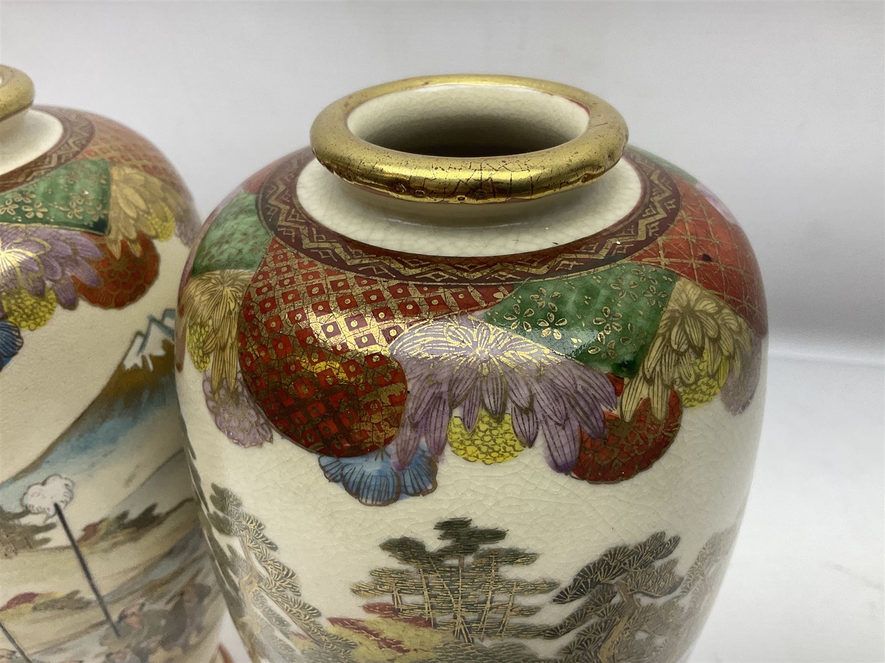 Pair of Japanese Meiji period Satsuma vases - Image 3 of 7