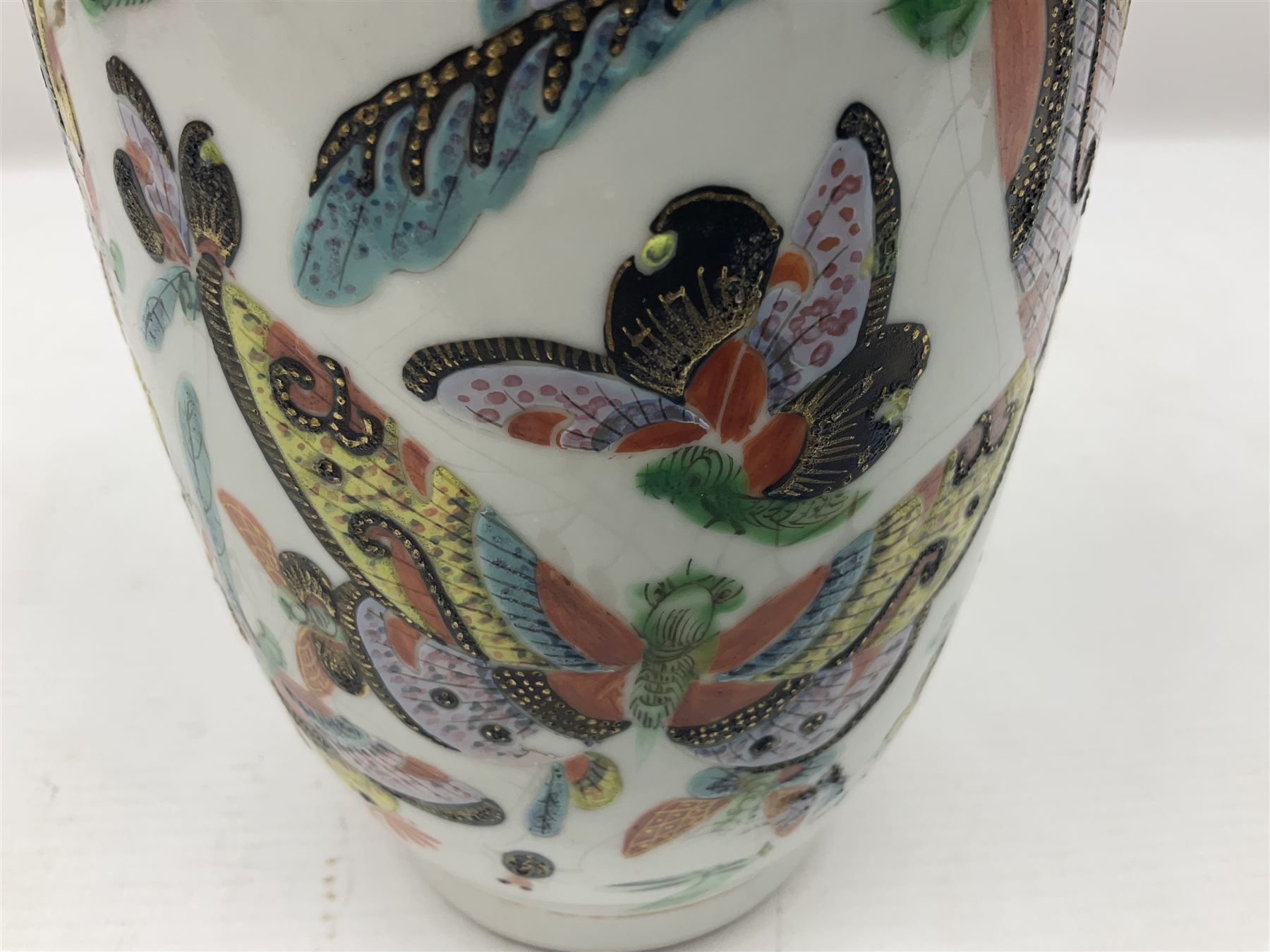 19th century Chinese Canton vase of slender baluster form - Image 7 of 9