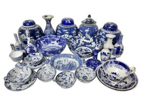 20th century Oriental blue and white ceramics
