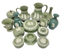 Collection of Wedgwood green Jasperware