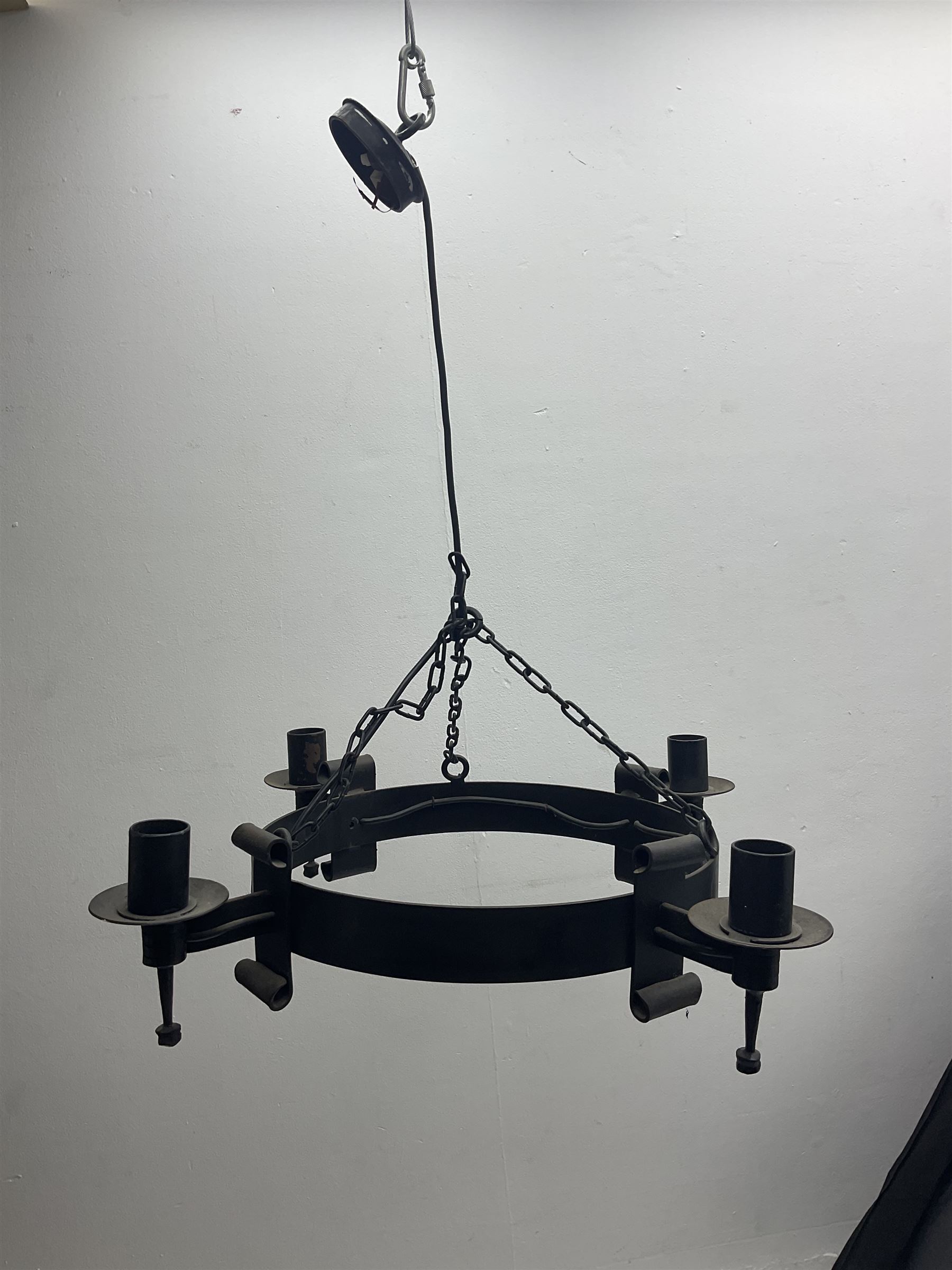 Pair of gothic style wrought iron ceiling lights - Image 2 of 17